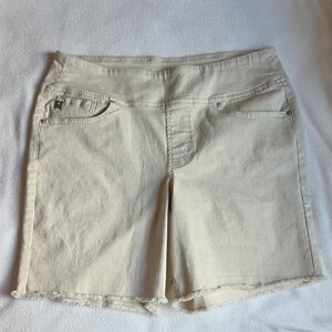 Belle by Kim Gravel Cream Denim Bermuda Shorts